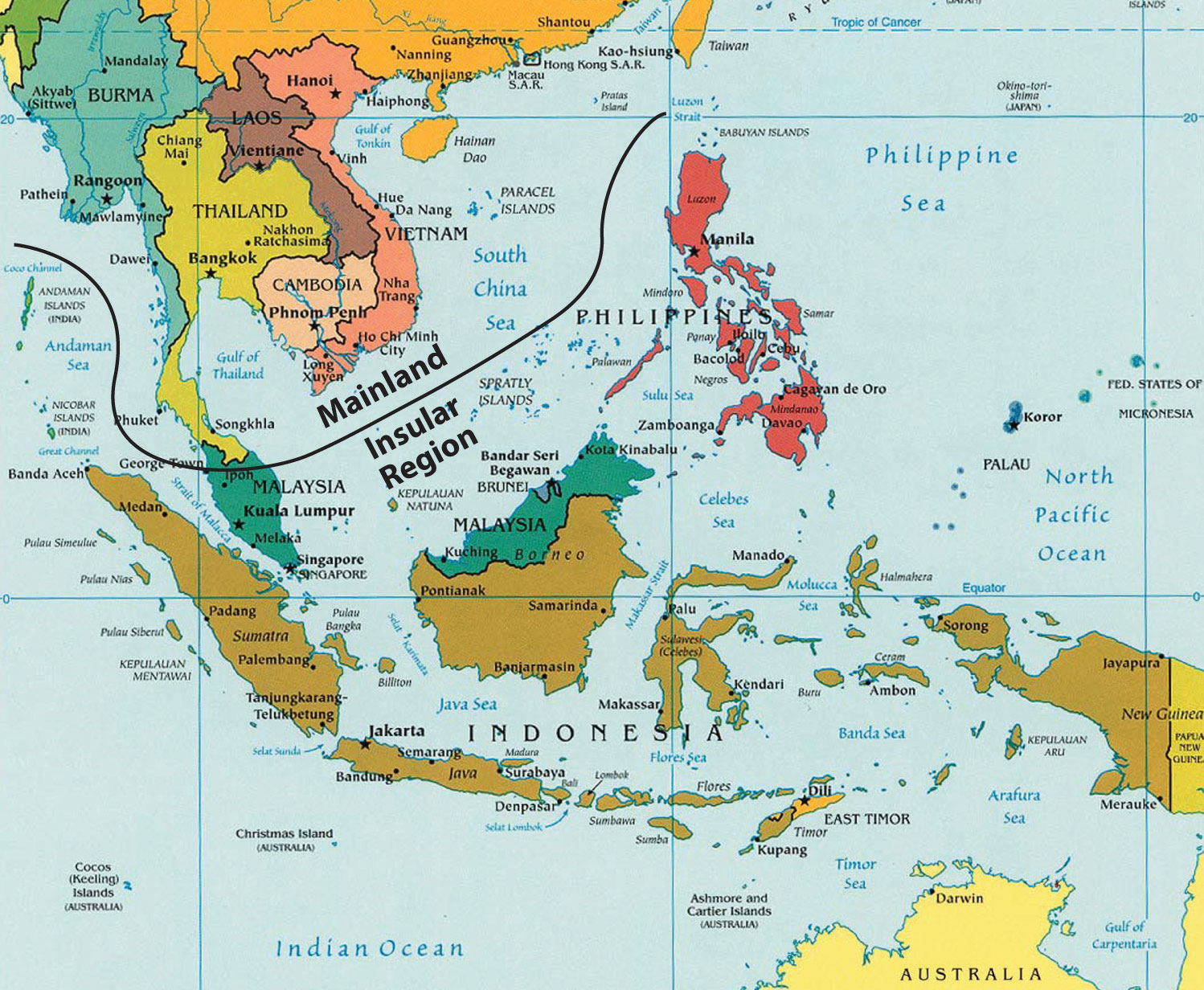 phân chia các nước Đông Nam Á