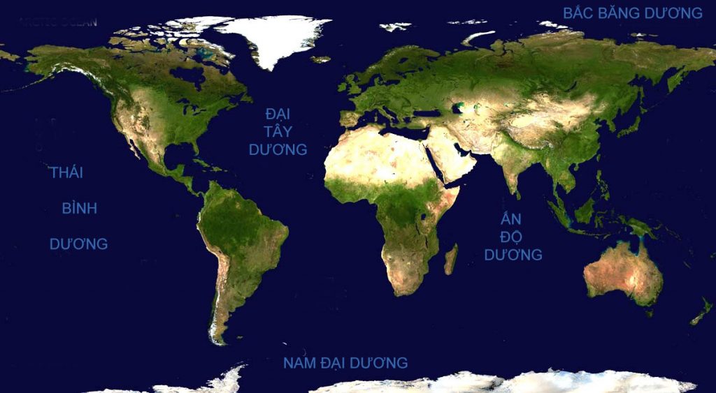 bản đồ 5 đại dương trên thế giới